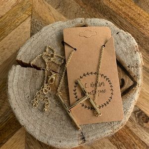 Gold H initial necklace